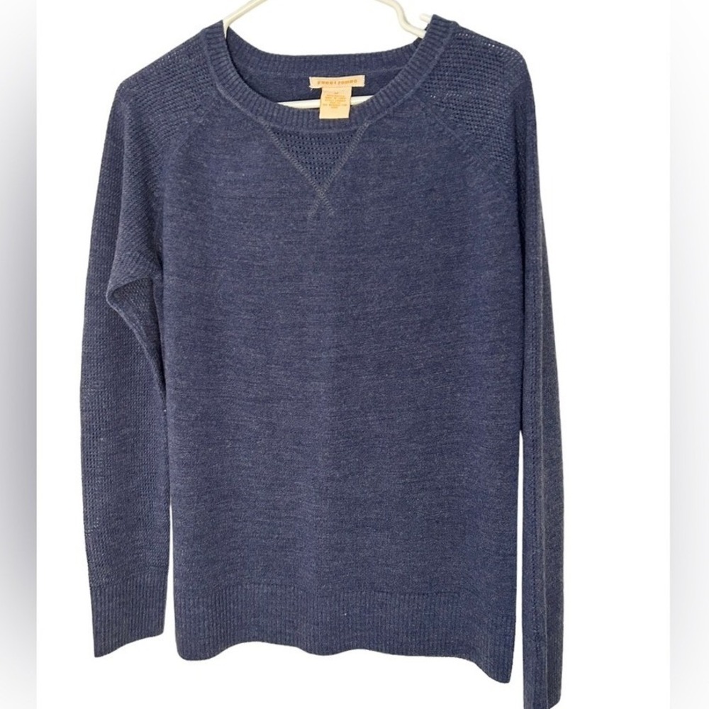 Sweet Romeo Womens Denim Blue Raglan Long Sleeve Crew Neck‎ Sweater  Size M